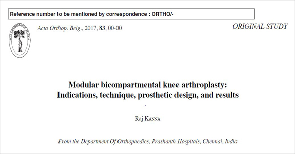 Our Article Accepted for Publication in Renowned International Orthopaedic Journal